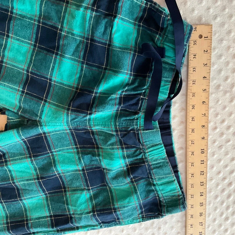 Lands End Plaid Flannel Pajama Set Long Sleeve Button‎ Up Pants Women's L